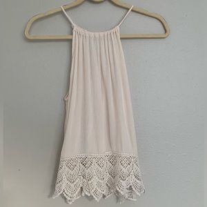 Agaci Beige Lace Halter Blouse